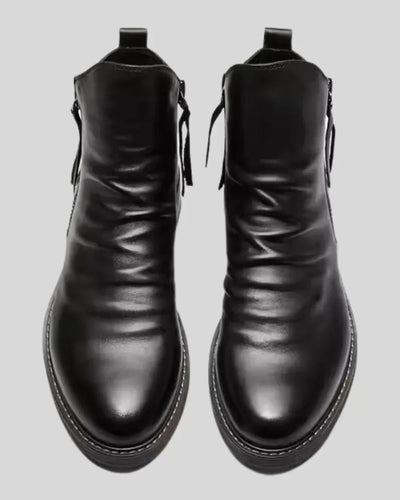 Leather Boots - Stylish - Zipper - Ankle Boots - Men's Boots-Grace Aura