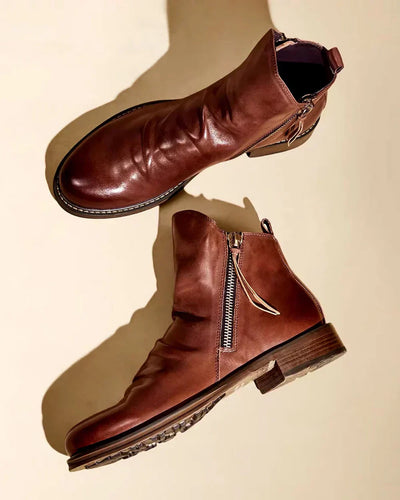 Leather Boots - Stylish - Zipper - Ankle Boots - Men's Boots-Grace Aura