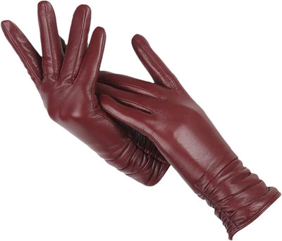 Leather Gloves - Ladies Warm Fur Lined Winter Gloves-Grace Aura