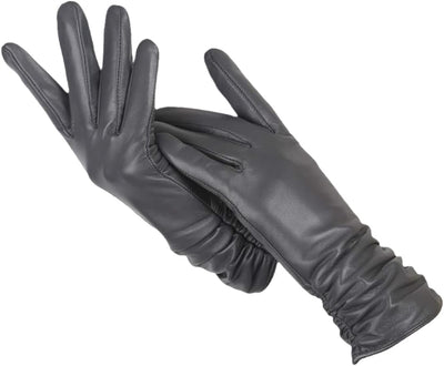 Leather Gloves - Ladies Warm Fur Lined Winter Gloves-Grace Aura