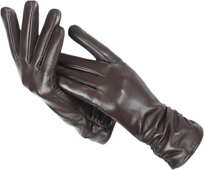 Leather Gloves - Ladies Warm Fur Lined Winter Gloves-Grace Aura