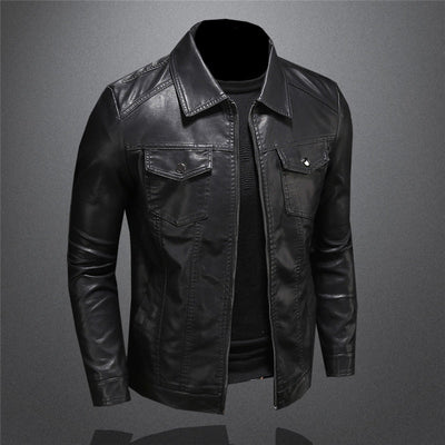 Leather Jacket - Black - Vegan Leather - Leatherette Jacket - Men's Jacket-Grace Aura