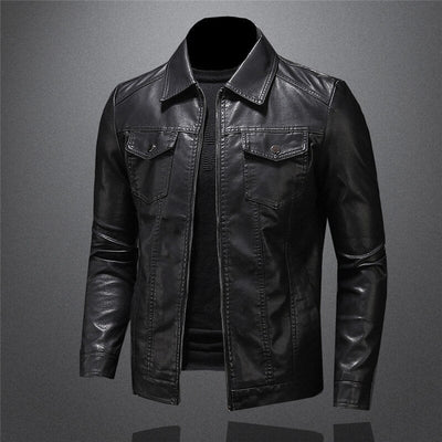 Leather Jacket - Black - Vegan Leather - Leatherette Jacket - Men's Jacket-Grace Aura