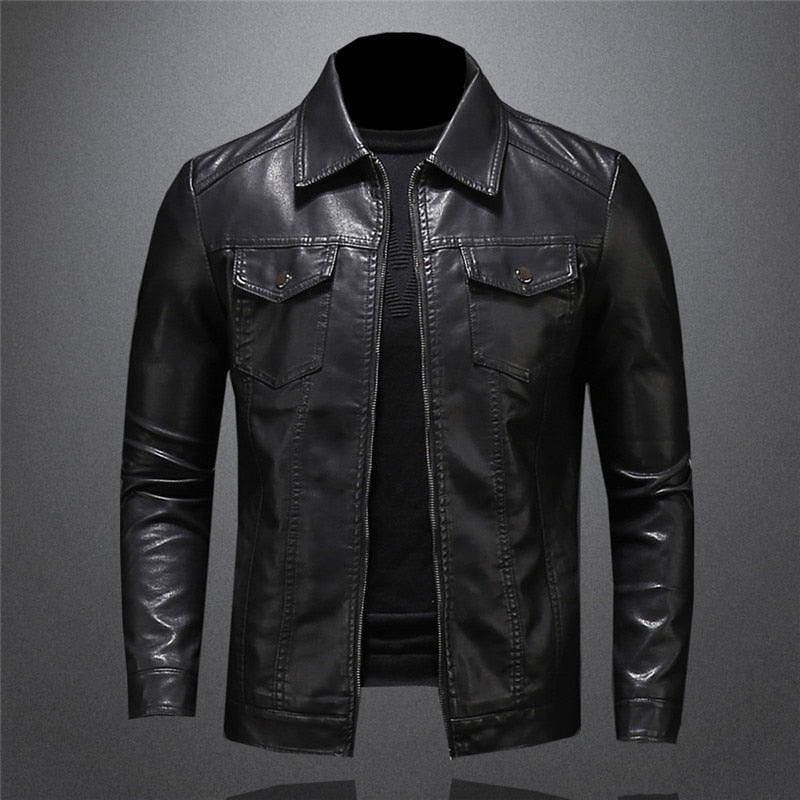Leather Jacket - Black - Vegan Leather - Leatherette Jacket - Men's Jacket-Grace Aura