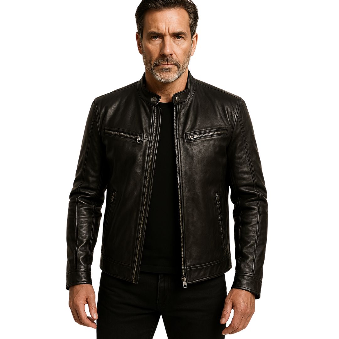 Leather Jacket | Faux Leather | Leatherette | Biker Jacket | Men's Leather Jacket-Grace Aura