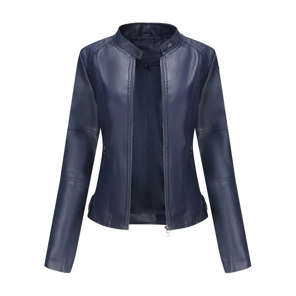 Leather Jacket - Slim Fit - Zip-Up - Leatherette Jacket - Women's Jacket-Grace Aura