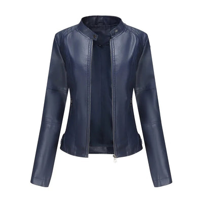 Leather Jacket - Slim Fit - Zip-Up - Leatherette Jacket - Women's Jacket-Grace Aura