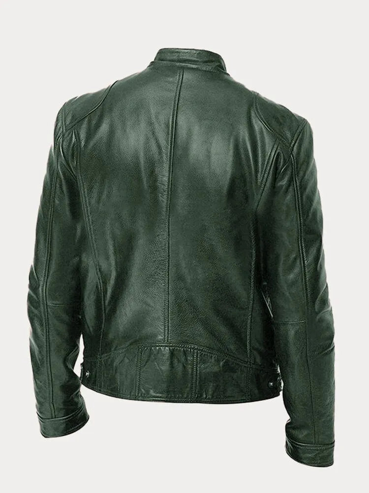 Leather Jacket | Zip-Up | Regular Fit | Biker Jacket | Men's Leather Jacket -Grace Aura