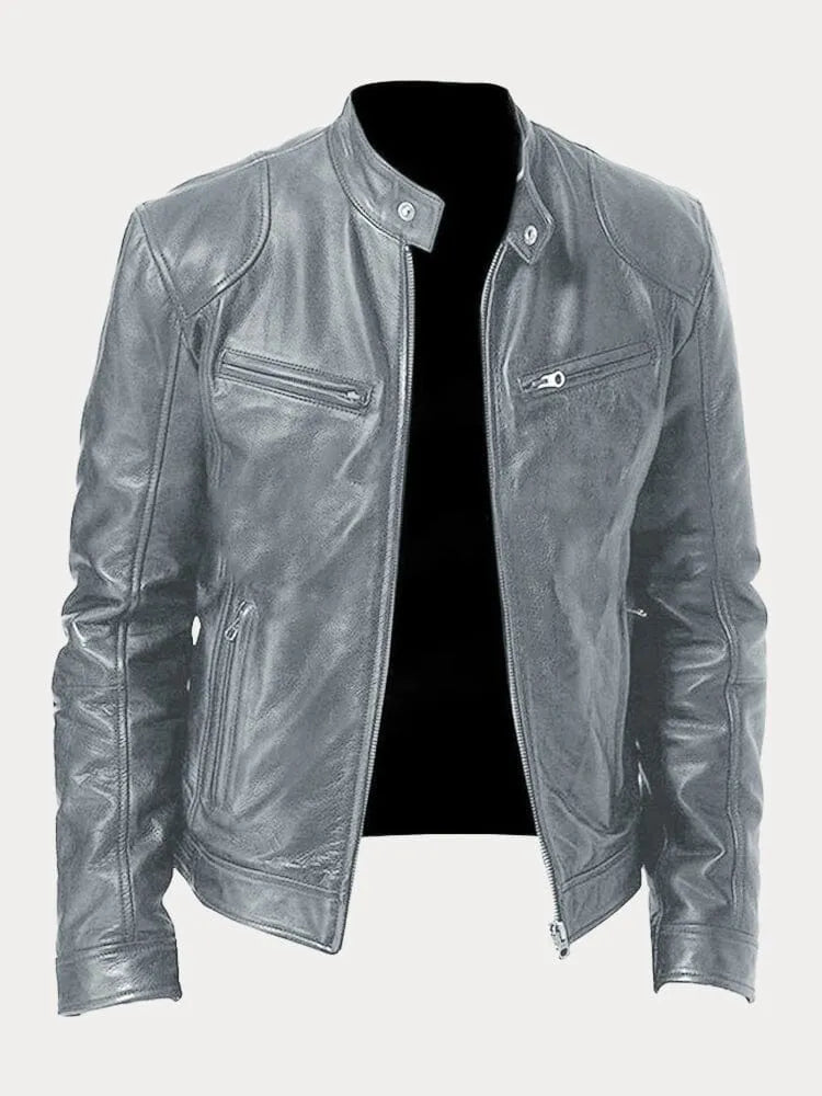 Leather Jacket | Zip-Up | Regular Fit | Biker Jacket | Men's Leather Jacket -Grace Aura