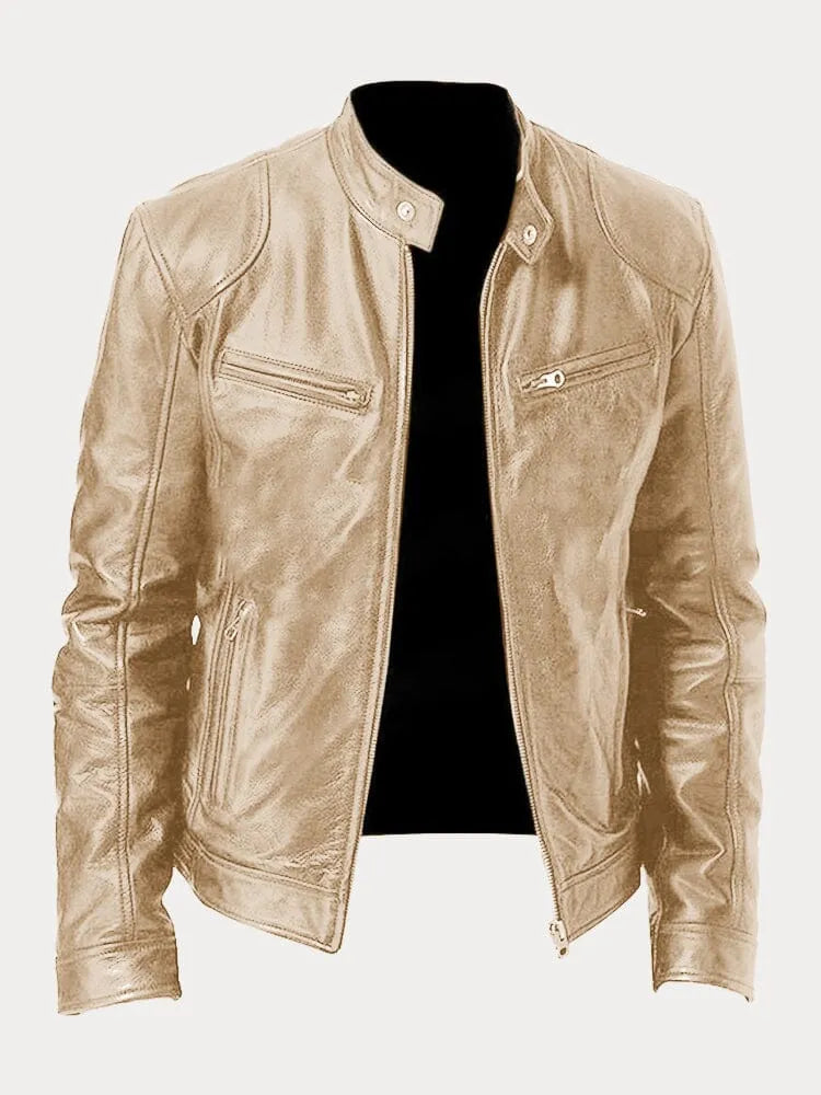 Leather Jacket | Zip-Up | Regular Fit | Biker Jacket | Men's Leather Jacket -Grace Aura