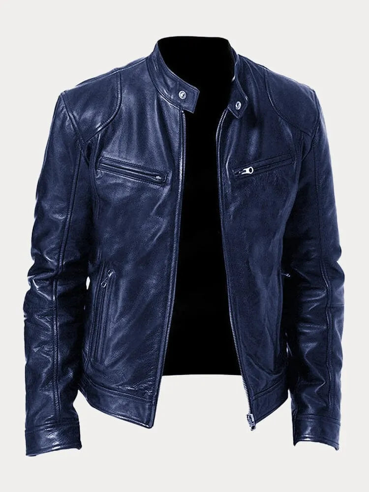 Leather Jacket | Zip-Up | Regular Fit | Biker Jacket | Men's Leather Jacket -Grace Aura
