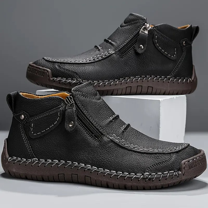 Leather Shoes - Non Slip - Orthopedic - Leather Boots - Men's Shoes-Grace Aura