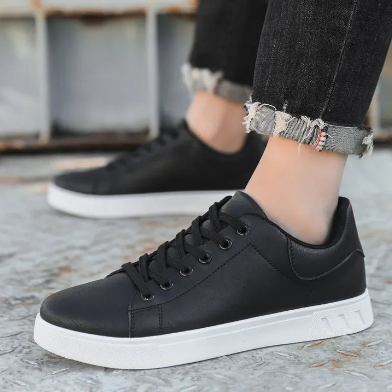 Leather Sneakers | Casual | Lace-Up | Trendy Sneakers | Men's Sneakers-Grace Aura