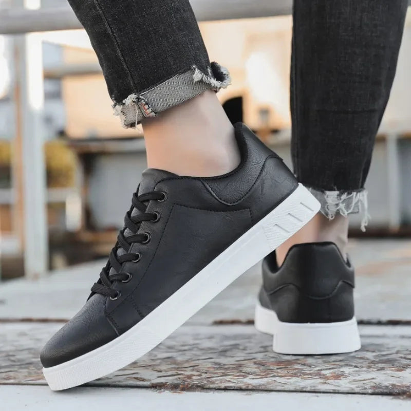 Leather Sneakers | Casual | Lace-Up | Trendy Sneakers | Men's Sneakers-Grace Aura