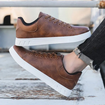 Leather Sneakers | Casual | Lace-Up | Trendy Sneakers | Men's Sneakers-Grace Aura