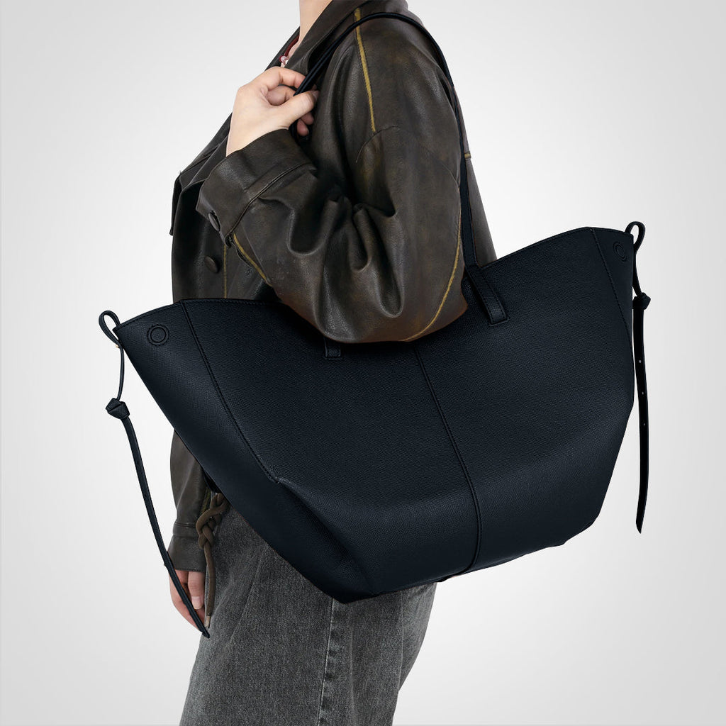 Leatherette Bag - Vintage - Shopper - Shoulder Bag - Large Tote Bag-Grace Aura