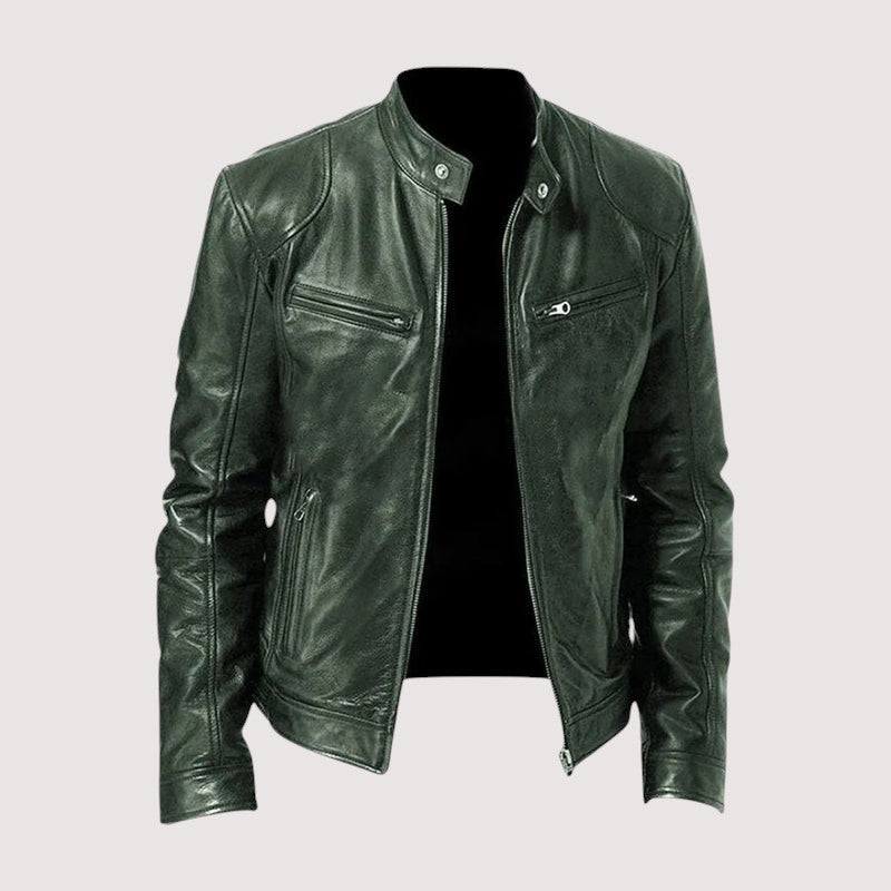 Leatherette Jacket - Regular Fit - Vegan Leather - Biker Jacket - Men's Leather Jacket-Grace Aura