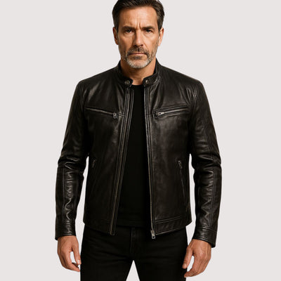 Leatherette Jacket - Regular Fit - Vegan Leather - Biker Jacket - Men's Leather Jacket-Grace Aura