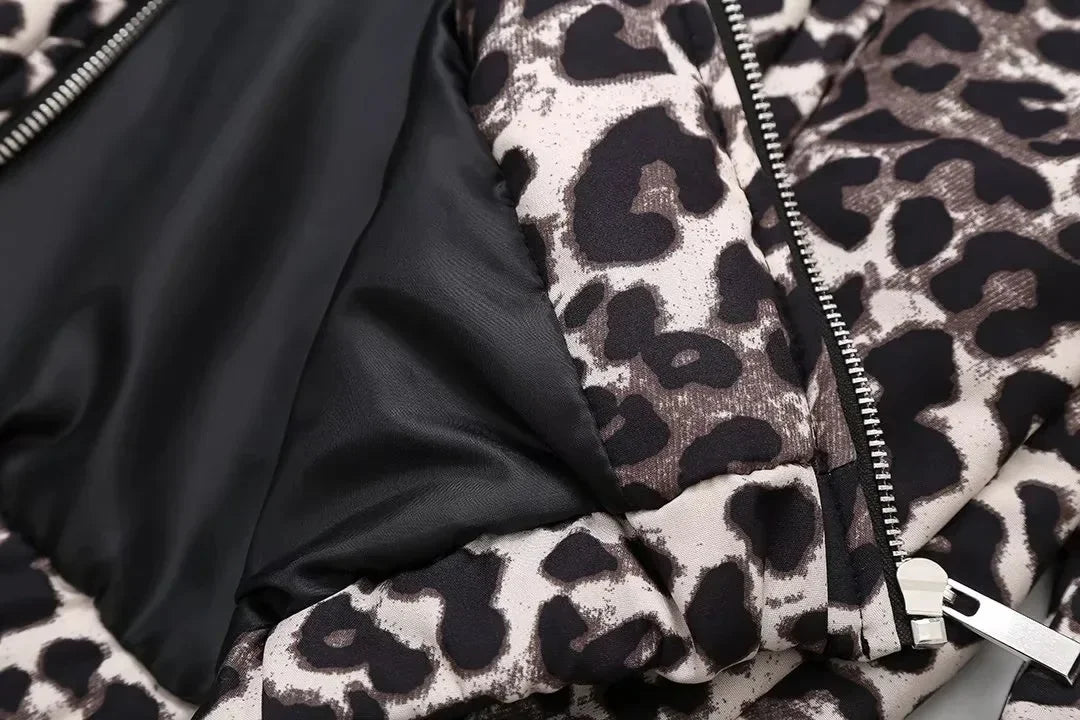 Leopard Print Bomber Jacket | Oversized | Zip-Up | Leopard Jacket | Women's Jacket-Grace Aura