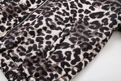 Leopard Print Bomber Jacket | Oversized | Zip-Up | Leopard Jacket | Women's Jacket-Grace Aura