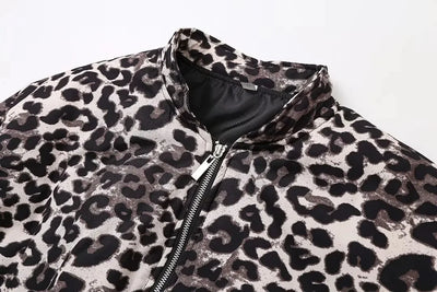 Leopard Print Bomber Jacket | Oversized | Zip-Up | Leopard Jacket | Women's Jacket-Grace Aura