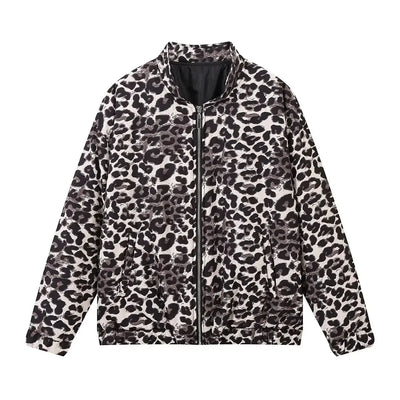 Leopard Print Bomber Jacket | Oversized | Zip-Up | Leopard Jacket | Women's Jacket-Grace Aura