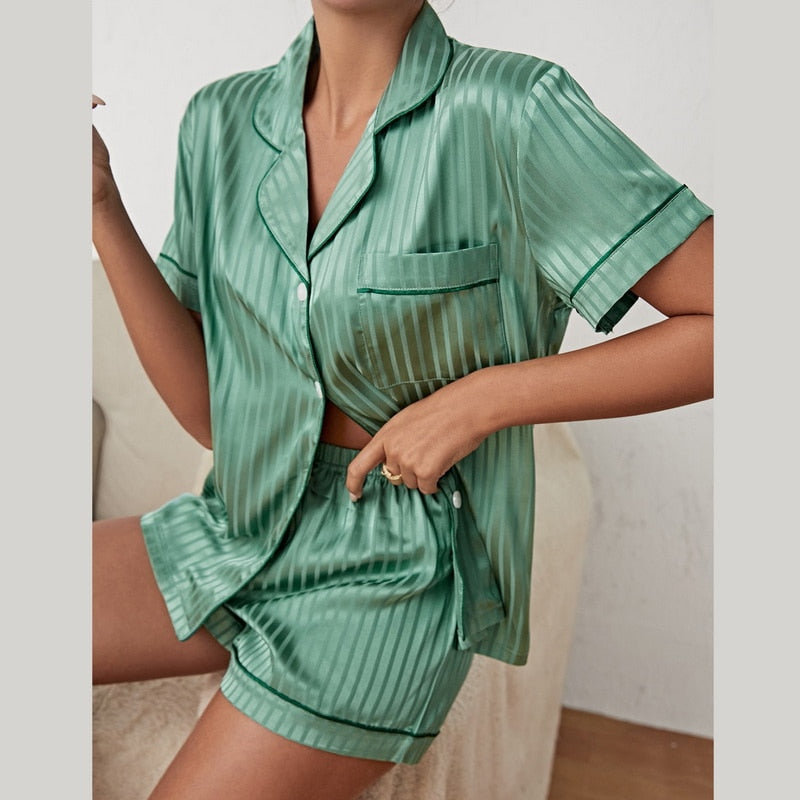 Lieke - Satin Pajama Set for Ladies House Suit-Grace Aura