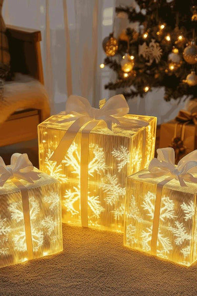 Light-Up Gift Boxes - Illuminated - LED - Light-Up Christmas Presents - Christmas LED Decorations-Grace Aura