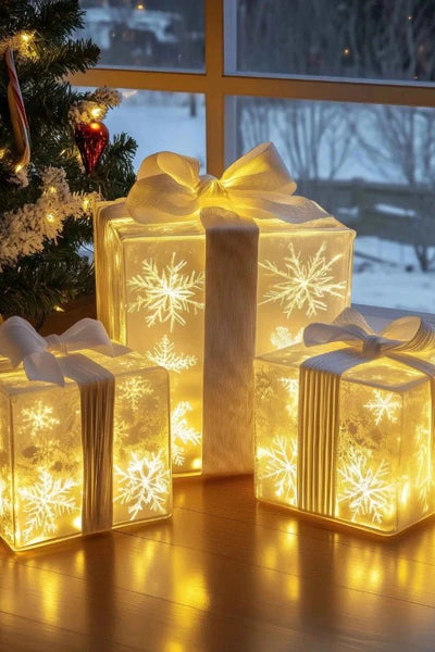 Light-Up Gift Boxes - Illuminated - LED - Light-Up Christmas Presents - Christmas LED Decorations-Grace Aura