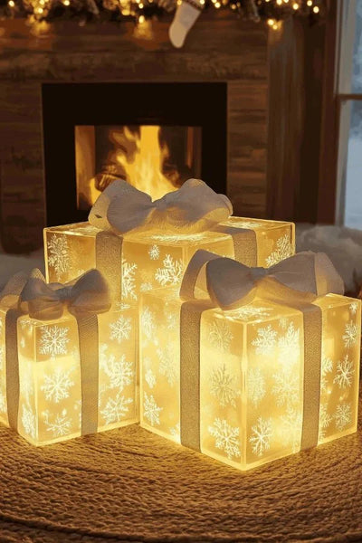 Light-Up Gift Boxes - Illuminated - LED - Light-Up Christmas Presents - Christmas LED Decorations-Grace Aura