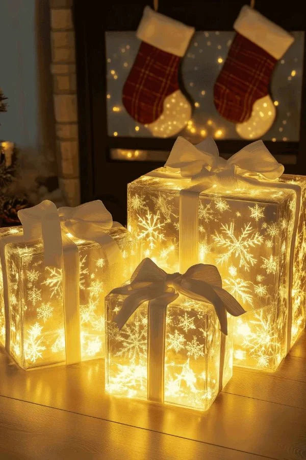 Light-Up Gift Boxes - Illuminated - LED - Light-Up Christmas Presents - Christmas LED Decorations-Grace Aura