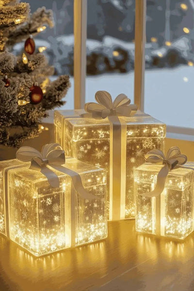 Light-Up Gift Boxes - Illuminated - LED - Light-Up Christmas Presents - Christmas LED Decorations-Grace Aura