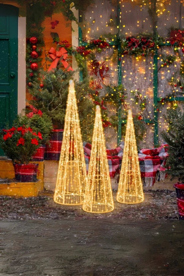Lighted Cone - Outdoor LED Cone Christmas Tree Decoration-Grace Aura