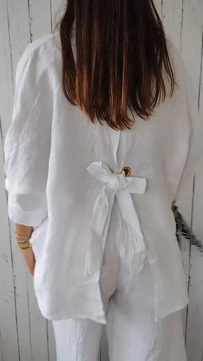 Linen Blouse | Cotton | Lightweight | Button-Up Blouse | Linen Shirt Women-Grace Aura