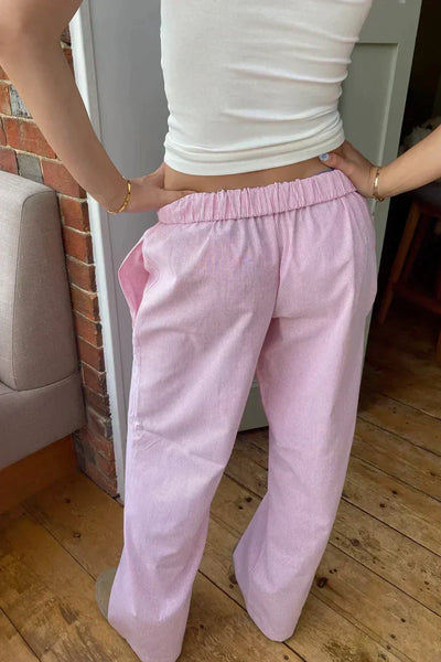 Linen Pants - Casual - Low Rise - Wide Leg Pants - Women's Pants-Grace Aura