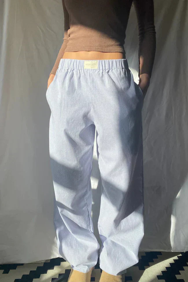 Linen Pants - Casual - Low Rise - Wide Leg Pants - Women's Pants-Grace Aura