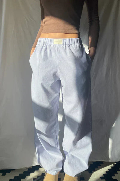 Linen Pants - Casual - Low Rise - Wide Leg Pants - Women's Pants-Grace Aura