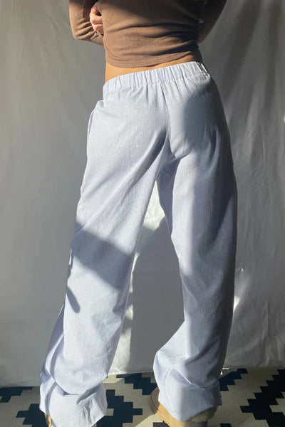 Linen Pants - Casual - Low Rise - Wide Leg Pants - Women's Pants-Grace Aura