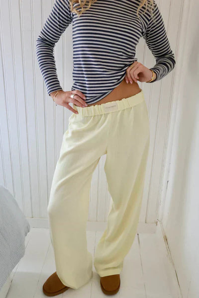 Linen Pants - Casual - Low Rise - Wide Leg Pants - Women's Pants-Grace Aura