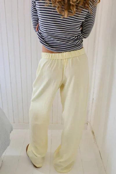 Linen Pants - Casual - Low Rise - Wide Leg Pants - Women's Pants-Grace Aura