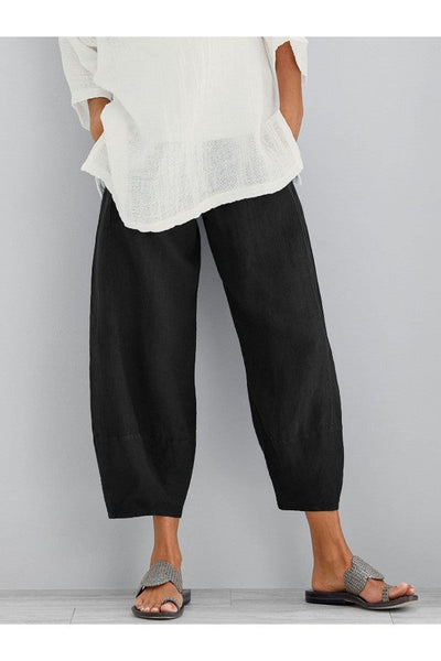 Linen Pants - Loose Fit - Ankle Length - Summer Pants - Women's Pants-Grace Aura