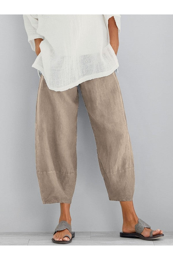 Linen Pants - Loose Fit - Ankle Length - Summer Pants - Women's Pants-Grace Aura