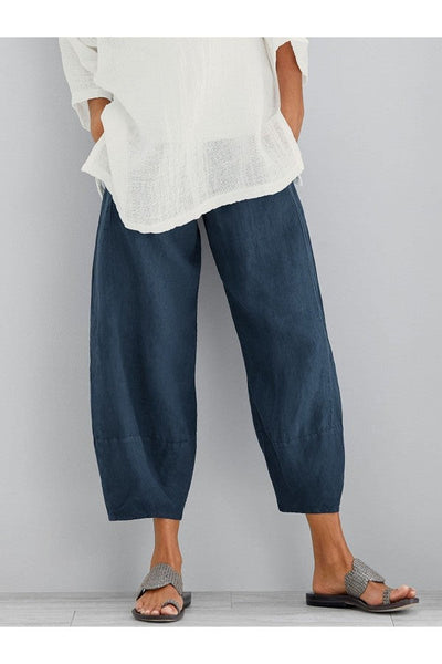 Linen Pants - Loose Fit - Ankle Length - Summer Pants - Women's Pants-Grace Aura
