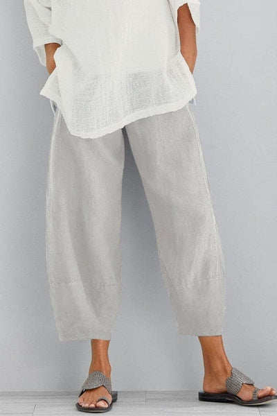 Linen Trousers - Women's Cropped Loose Fit Linen Pants for Summer-Grace Aura