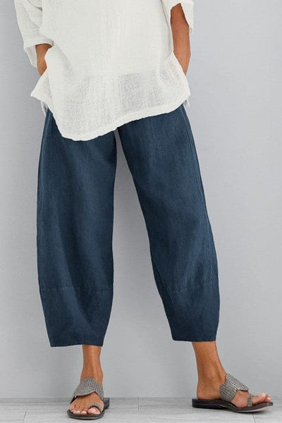 Linen Trousers - Women's Cropped Loose Fit Linen Pants for Summer-Grace Aura
