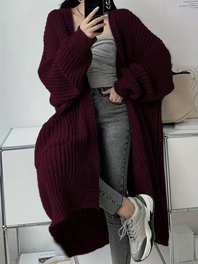 Long Cardigan | Knitted | Oversized | Chunky Knit Cardigan | Women's Cardigan-Grace Aura