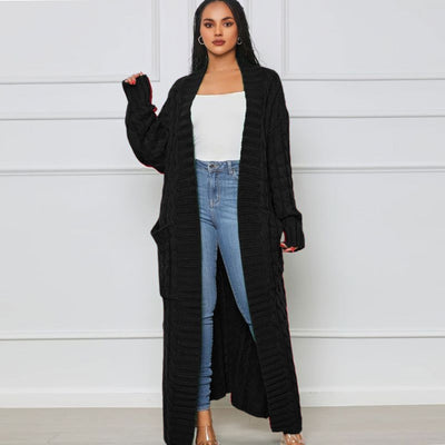 Long Cardigan - Open - Oversized - Knit Cardigan - Women's Cardigan-Grace Aura
