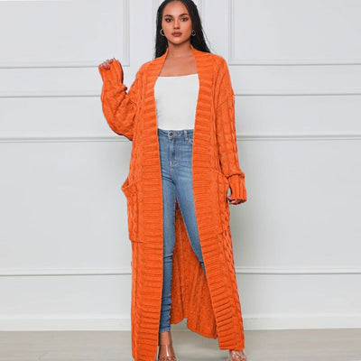 Long Cardigan - Open - Oversized - Knit Cardigan - Women's Cardigan-Grace Aura