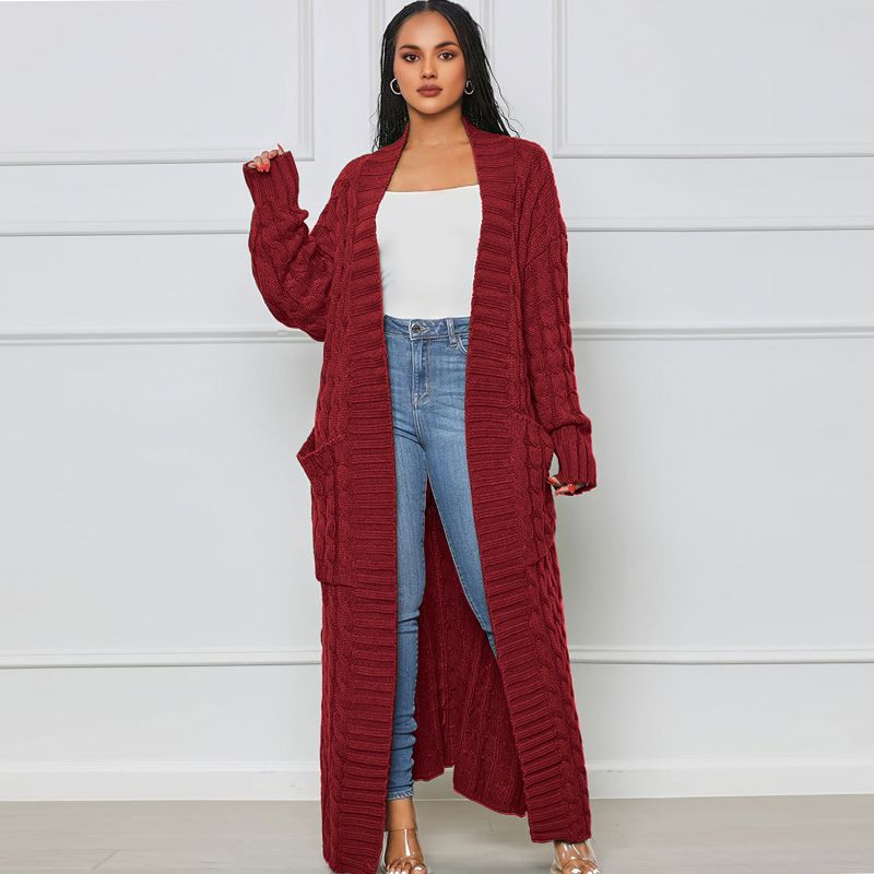 Long Cardigan - Open - Oversized - Knit Cardigan - Women's Cardigan-Grace Aura