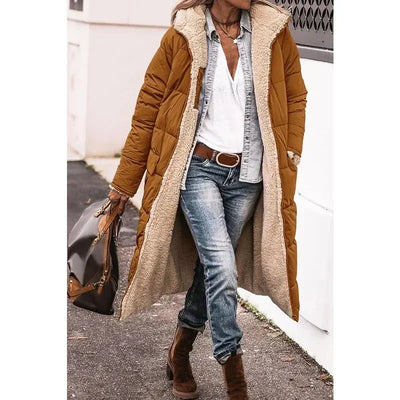 Long Puffer Coat | Hooded | Fleece Lined | Puffer Jacket | Long Winter Jackets for Women-Grace Aura